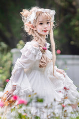Half Sleeves Lace Stitching Bowknot Hanayome Multi-Layer Gothic Lolita Dress - Product - 4