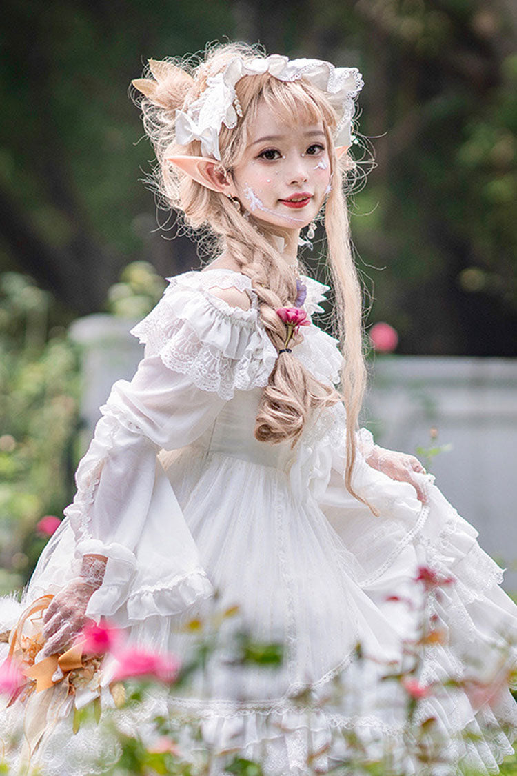 Half Sleeves Lace Stitching Bowknot Hanayome Multi-Layer Gothic Lolita Dress - Product - 4