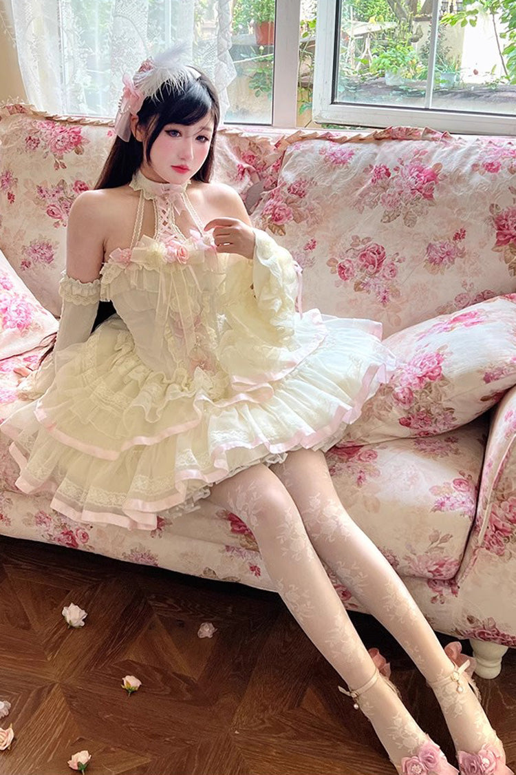 Multi-Color Ballet of Flora Halterneck Multi-layer Ruffle Lace Sweet Lolita Dress - Product - 10