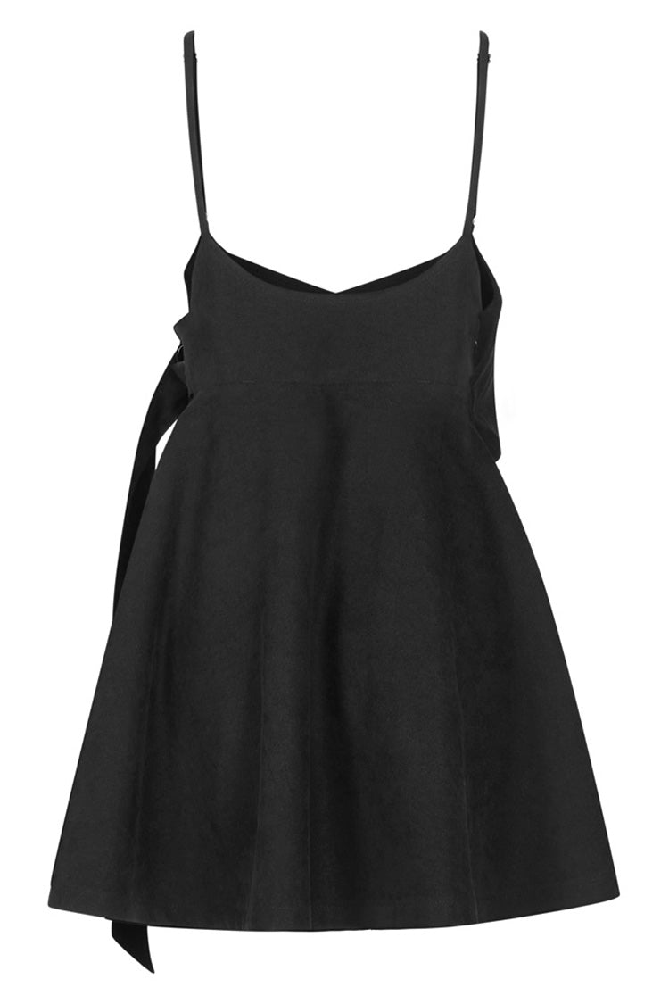 Black Casual Strap Buckle High Waist Women's Steam Punk Dress - Product - 6