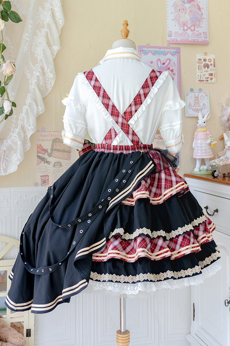 Multi-layer Print Ruffle Bowknot Sweet Lolita Skirt Set 3 Colors - Product - 3