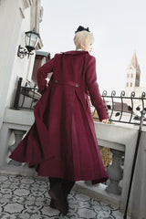 Red [The Legend of Dracula] Bat Collar Long Sleeves Prince Handsome Ouji Lolita Coat - Product - 10