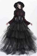 Black Printed Spliced Lace Lace-Up Slim Zippered Women's Gothic Palace Corset - Product - 2