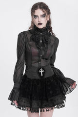 Black Cross Tassel Print Women's Gothic Skirt - Product - 4