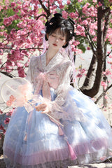 [Peach Blossoms in Spring Fields] Sleeveless Ruffle Bowknot Lace Sweet Chinese Style Lolita Jsk Dress 3 Colors - Product - 21