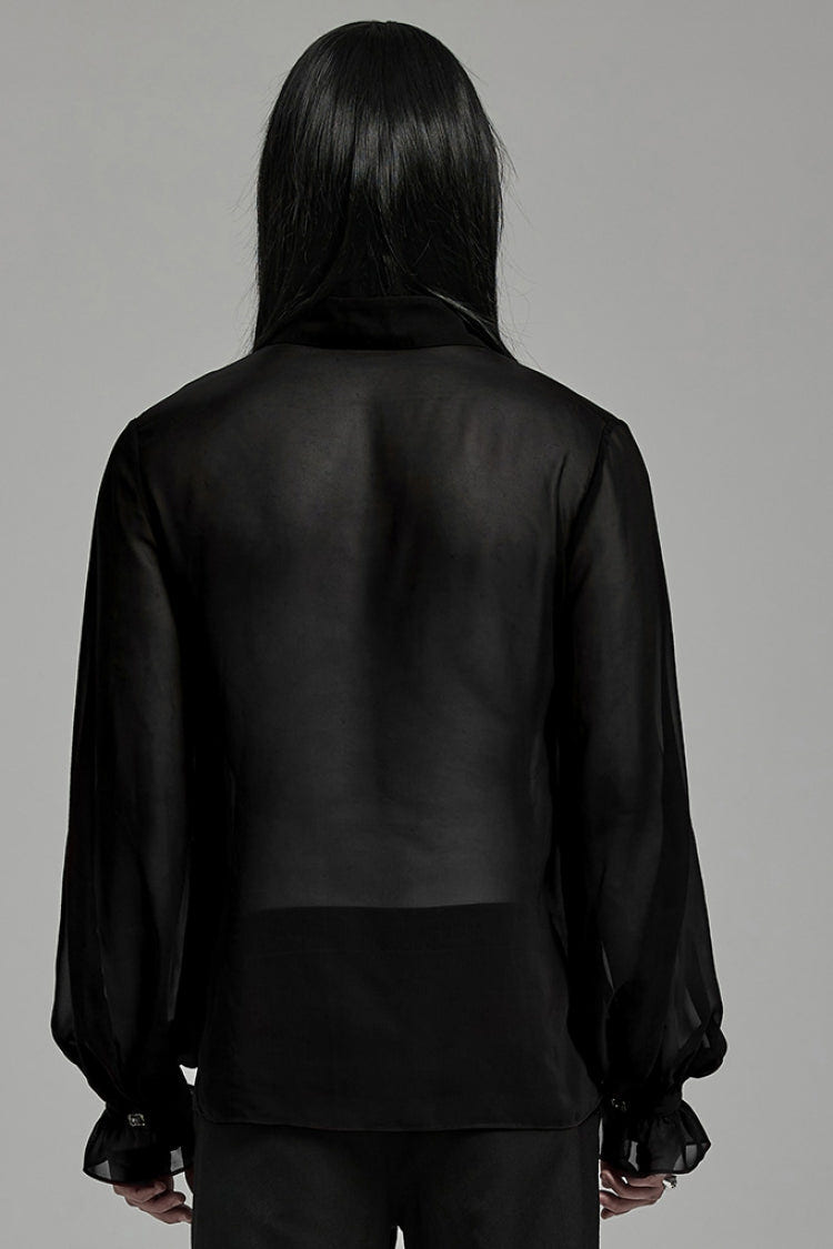 ブラック ラペルカラー Sheer メンズ ゴシック ブラウス 商品画像