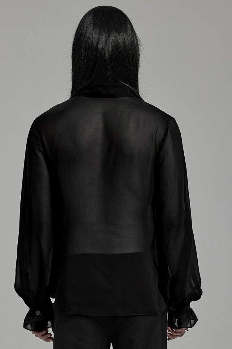 ブラック ラペルカラー Sheer メンズ ゴシック ブラウス 商品画像