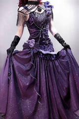 Purple [Madame Butterfly] Ruffle Bowknot Lace Sweet Elegant Gorgeous Lolita Jsk Dress - Product - 8