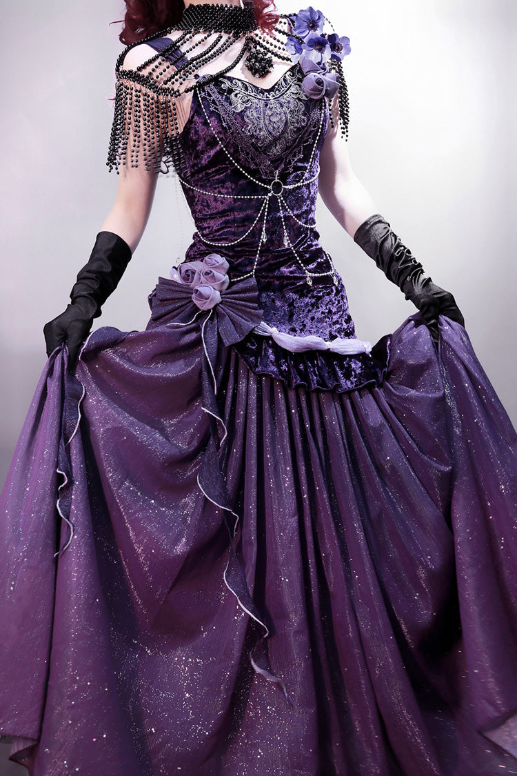 Purple [Madame Butterfly] Ruffle Bowknot Lace Sweet Elegant Gorgeous Lolita Jsk Dress - Product - 8