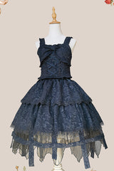 Black [Apprentice Witch] Double-Layered Ruffle Lace Gothic Lolita Skirt - Product - 10