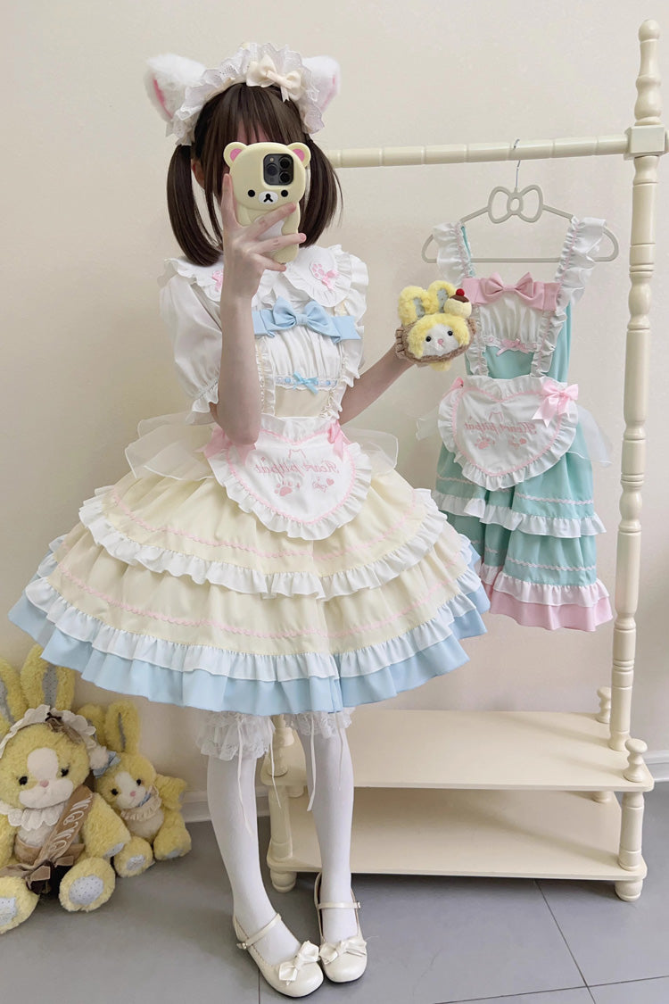 Cat Ear Story Multi-layer Ruffle Bowknot Sweet Lolita Jsk Dress 4 Colors - Product - 15