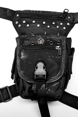 Black Adjustable Skull Rivets Men's Steampunk Waist Bag - Product - 5