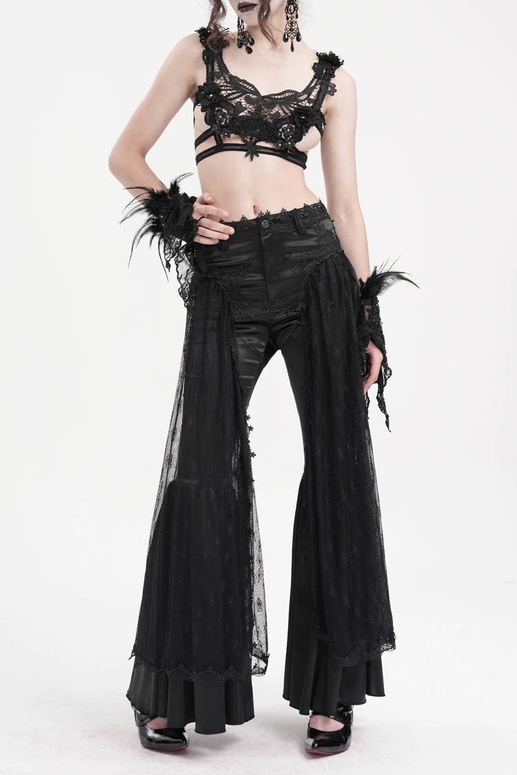 Black Crochet Lace Mesh Women's Gothic Pants - Product - 6