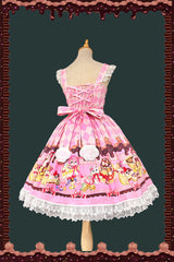 [Cream Meow] Sleeveless Print Bowknot Lace Sweet Lolita Jsk Dress 3 Colors - Product - 8