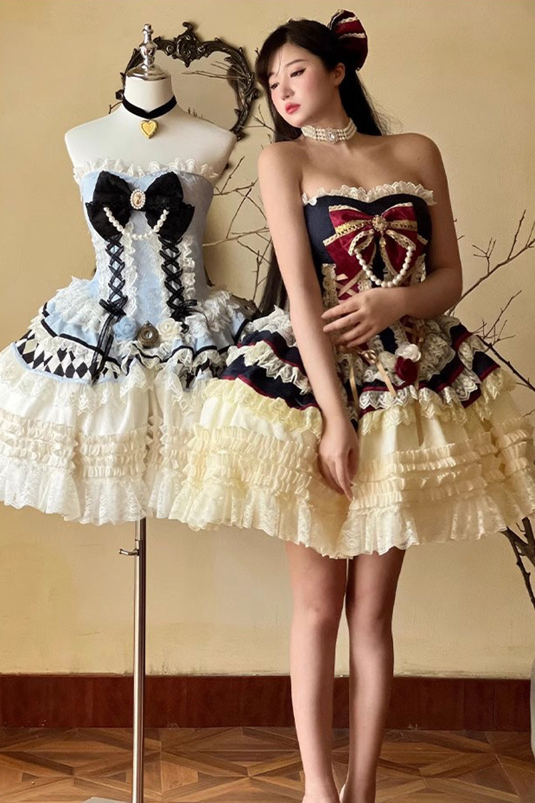 Princess Coronation Multi-layer Ruffle Bowknot Slim Romantic Sweet Lolita Dress 2 Colors - Product - 6