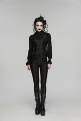 Black V Collar Sleeveless Cut-Out Lace Slim Women's Gothic Cool Vest - Product - 4
