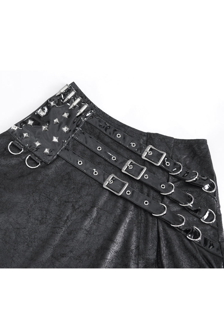 Black High Waisted Slim Women's Gothic Skirt - Product - 9