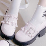 Heart Rhinestone Jirai Kei Elegant Lolita Platforms 3 Colors - Pink - 6