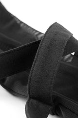 Black Long Sleeves Hooded Sheer Mesh Straps Women's Punk Coat - Product - 6