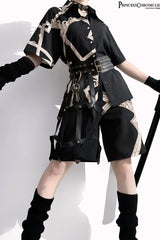 Black [Dream Void Mirror] Print Ouji Fashion Prince Handsome Lolita Shorts - Product - 4