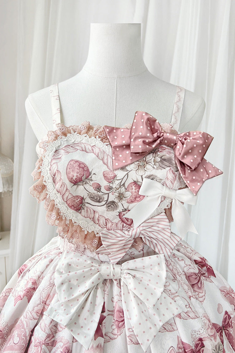 Pink [Sweet Dessert Cat] Print Ruffle Bowknot Lace Sweet Princess Lolita Dress Set - Product - 12