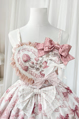 Pink [Sweet Dessert Cat] Print Ruffle Bowknot Lace Sweet Princess Lolita Dress Set - Product - 12