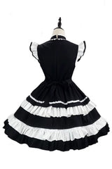 Black/White Love Double-Layered Ruffle Bowknot Sweet Plus Size Chinese Style Lolita Dress Full Set - Product - 4