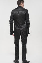 Black Gothic Bright Pattern Printed Decoration Swallowtail Men's Coat - Product - 11