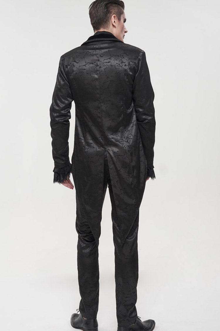 Black Gothic Bright Pattern Printed Decoration Swallowtail Men's Coat - Product - 11