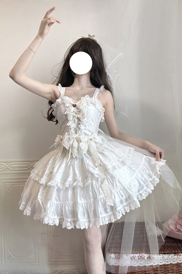 ホワイト [Sweetheart Splolita] フリル リボン レースアップ スウィートロリータ スカートセット 商品画像
