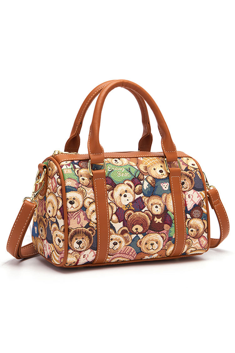 Bear Print Casual Sweet Lolita Shoulder Bag 5 Colors - Brown - 4
