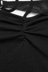 Black Off Shoulder Stitching Mesh Women's Gothic Dress - Product - 7