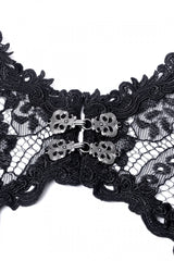 Black Off Shoulder Sheer Lace Long Trumpet Chiffon Sleeves Cut-Out Women's Gothic Capelet - Product - 16