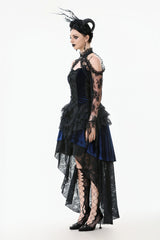 Black Off Shoulder Long Sleeves Sheer Floral Lace Women's Gothic Shrug - Product - 12