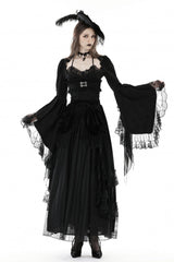 Black Women's Gothic Vintage Long Flared Sleeves Lace Splice Shrug - Product - 6