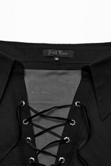 Black/Red Lapel Collar Gradient Sheer Men's Gothic Blouse - Product - 8