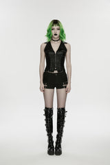Black Ripped Studded Women's Punk Shorts - Product - 2