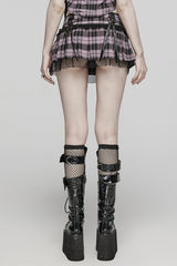 Plaid Print Stitching Mesh Women's Steampunk Skirt 2 Colors - Product - 11