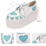 Pink And Blue Cute Heart Pattern Platform Sweet Lolita Shoes - Product - 4