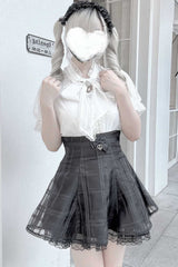 [Light Snow] Plaid Bowknot Sweet Jirai Kei Japanese Skirt 3 Colors - Product - 5