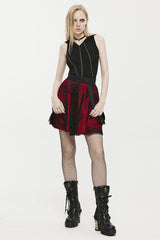 Red Double-Layer Hollow Stitching Lace Mesh Women's Gothic Skirt - Product - 4