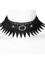 Black Adjustable Size Feather Lace Women's Gothic Choker - Product - 5