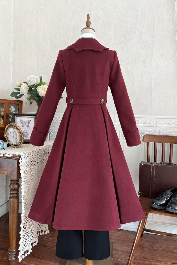 Red [The Legend of Dracula] Bat Collar Long Sleeves Prince Handsome Ouji Lolita Coat - Product - 4