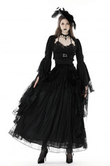Black Women's Gothic Vintage Long Flared Sleeves Lace Splice Shrug - Product - 8