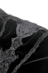Black Women's Gothic Embroidered Lace Hem Ruched Slip Wedding Dress - Product - 11