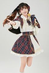 Little Idol Multi-Color Plaid Print Ruffle Sweet Lolita Skirt - Product - 3