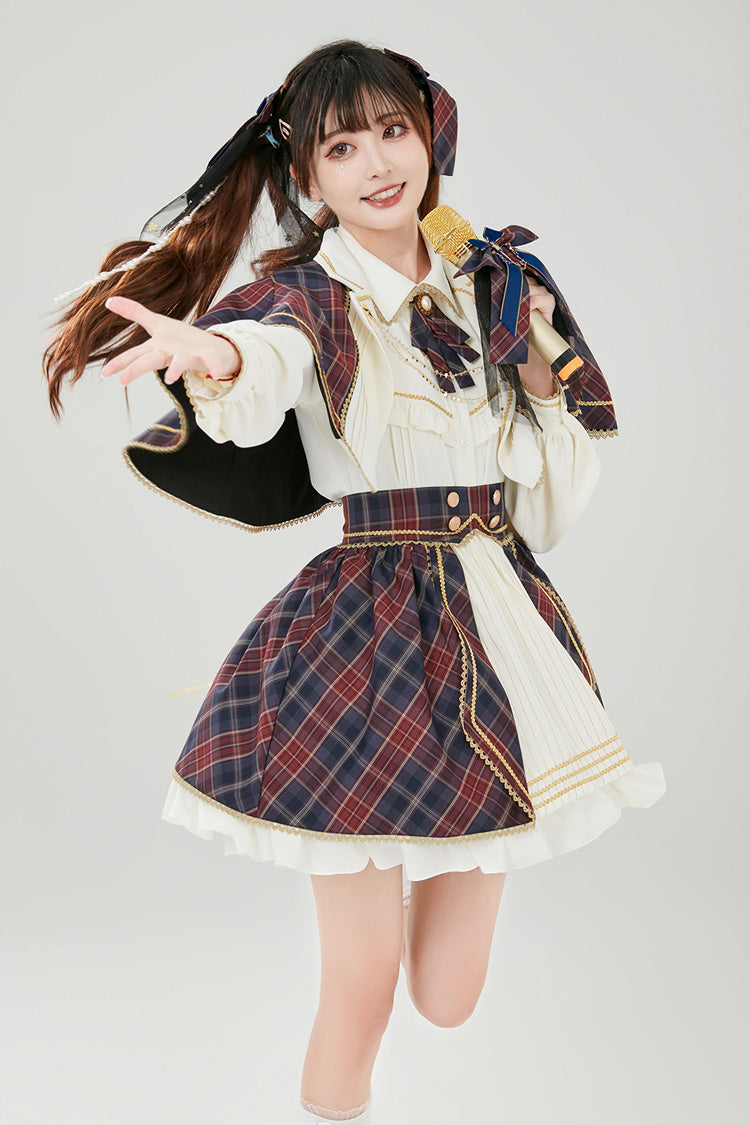 Little Idol Multi-Color Plaid Print Ruffle Sweet Lolita Skirt - Product - 3