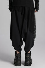 Black Mesh Asymmetric Zipper Men's Punk Pants - Product - 3