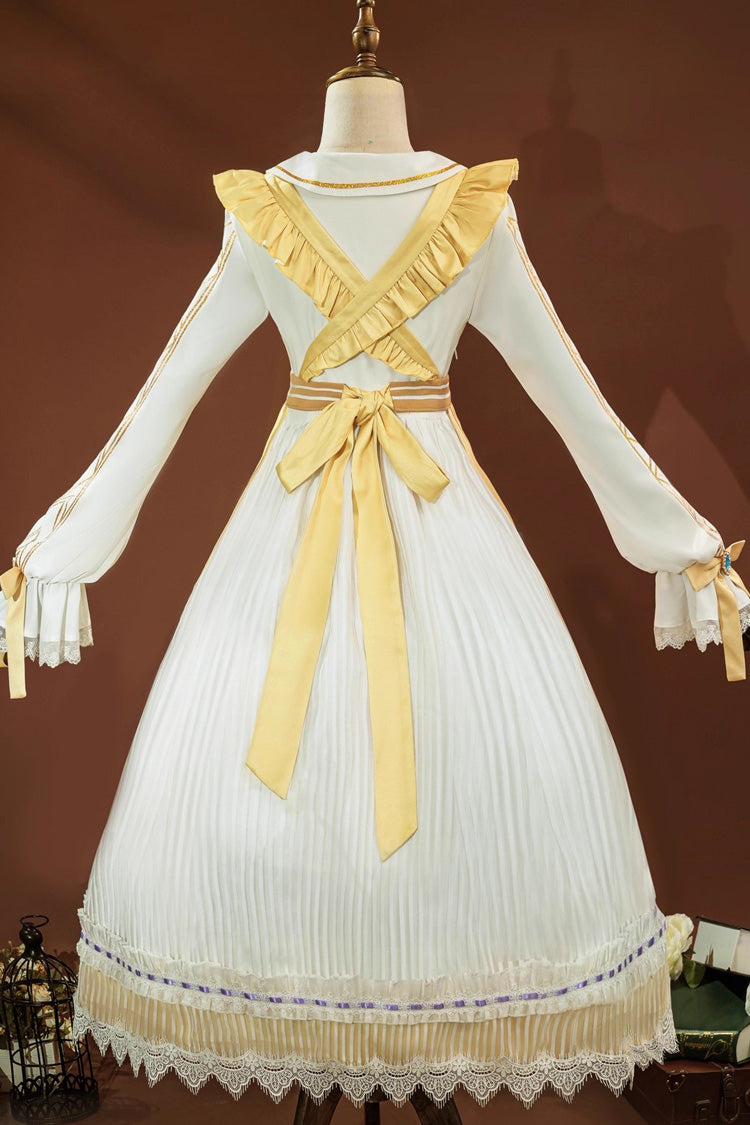 Yellow [Identity V Toy Merchant Glimmer Within Reach] Triple-Layered Print Ruffle Bowknot Classic Cosplay Lolita Dress Set - Product - 3