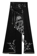 Black [Shadow Dragon Diving Into the Abyss] Long Sleeves Jacquard Embroidered Gothic Chinese Inspired Hanfu Ouji Lolita Set - Waistband(Only) - 17